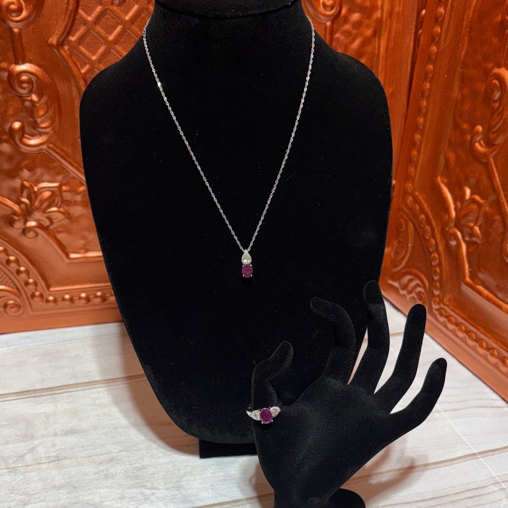 JTV Silver Necklace with Purple Gemstone
